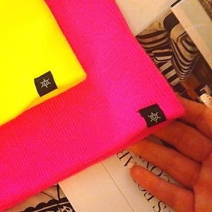 Easy-to-Style Flourescent Beanie Bundle (2x- one bright yellow, one hot pink)